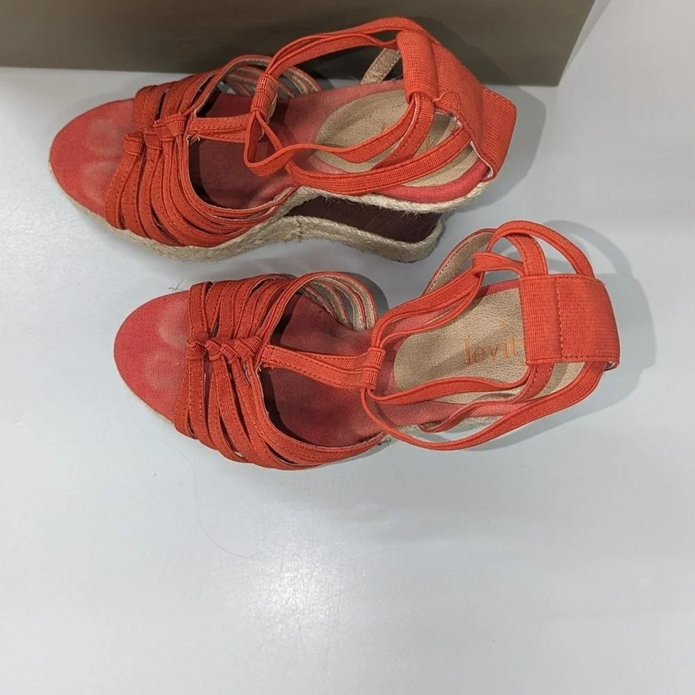 Boho Coastal Y2K‎ Resort Chich Orange Izzy Espadrille Wedge Sandals Levity 7M